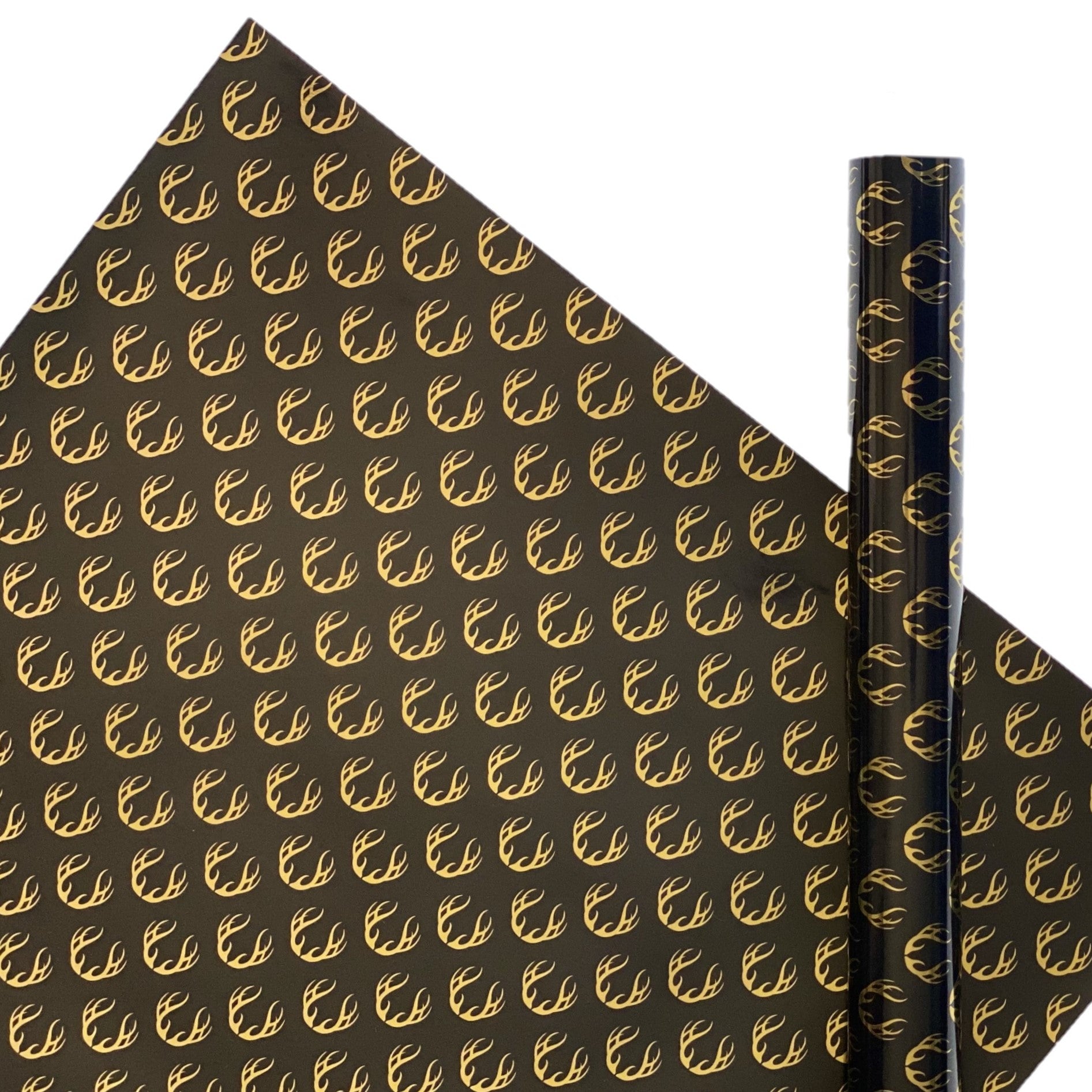Antlers Black Holiday Christmas Gift Wrap Paper Full Sheet