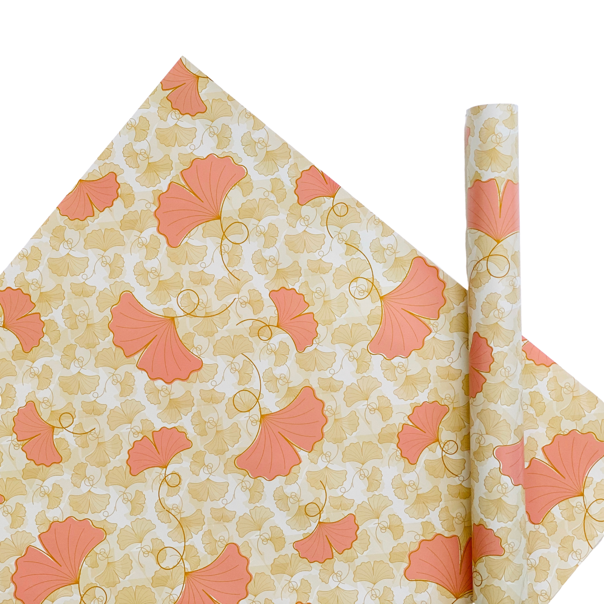 Ginkgo Biloba Coral Gift Wrap Sheet