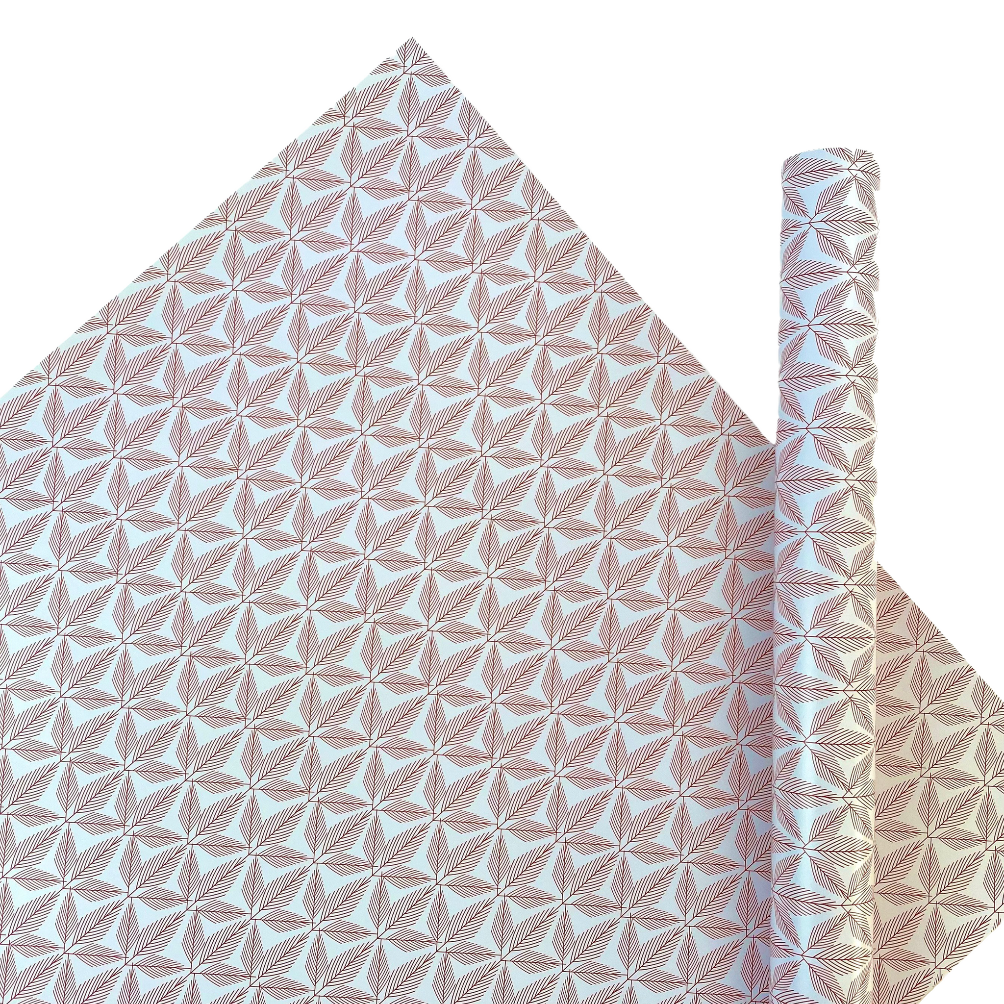 Pine Leaf Red Holiday Christmas Gift Wrap Paper Full Sheet
