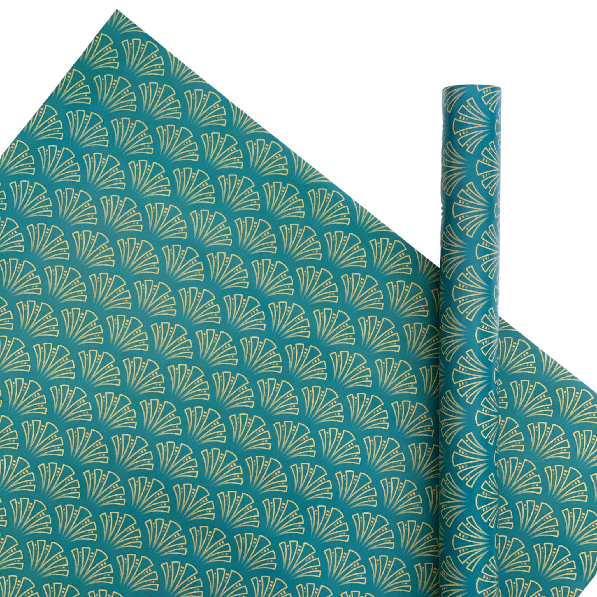 Art Deco Fan Teal Gift Wrap Sheet