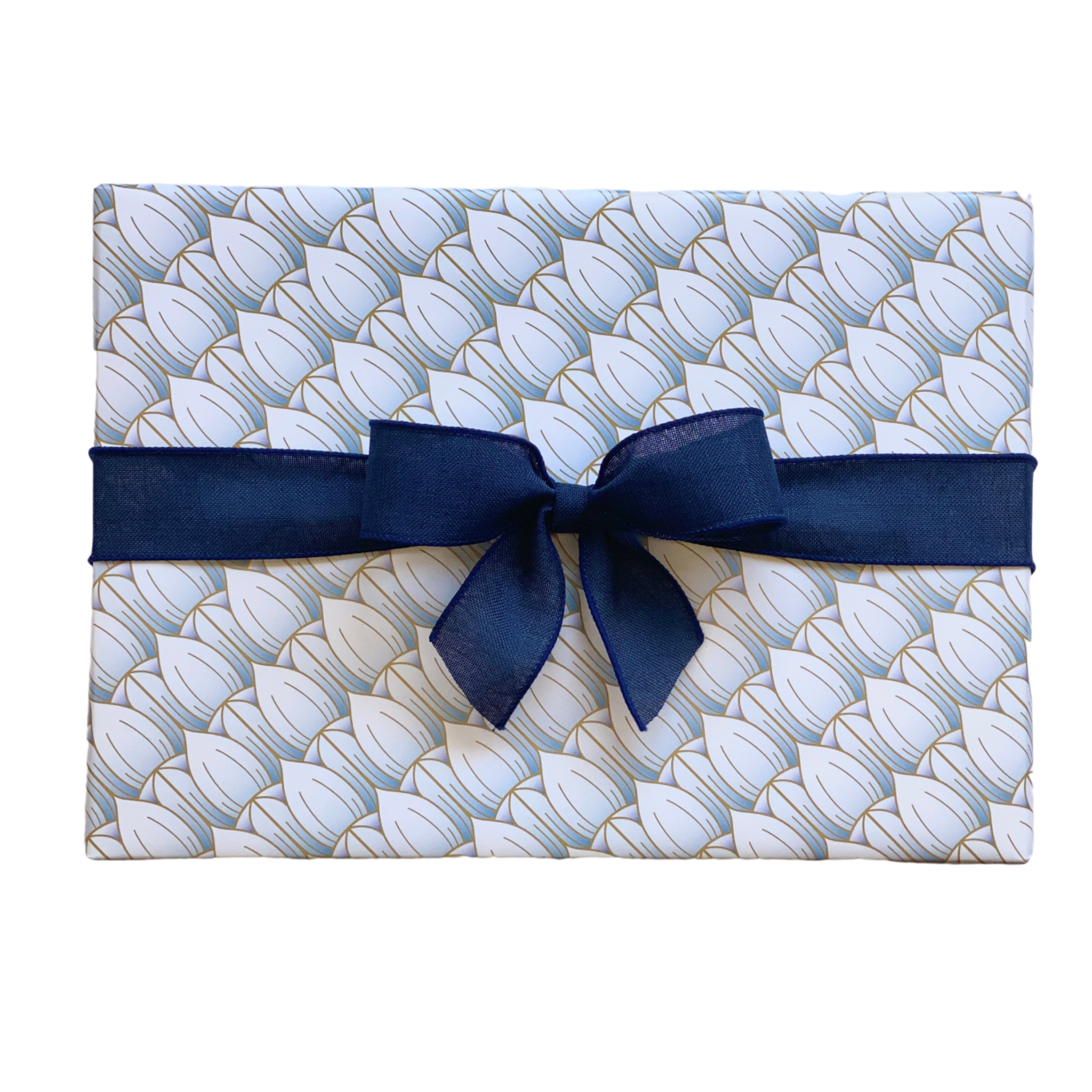 Gift Box Wrapped in Abstract Tulip White Gift Wrap Paper Sheet