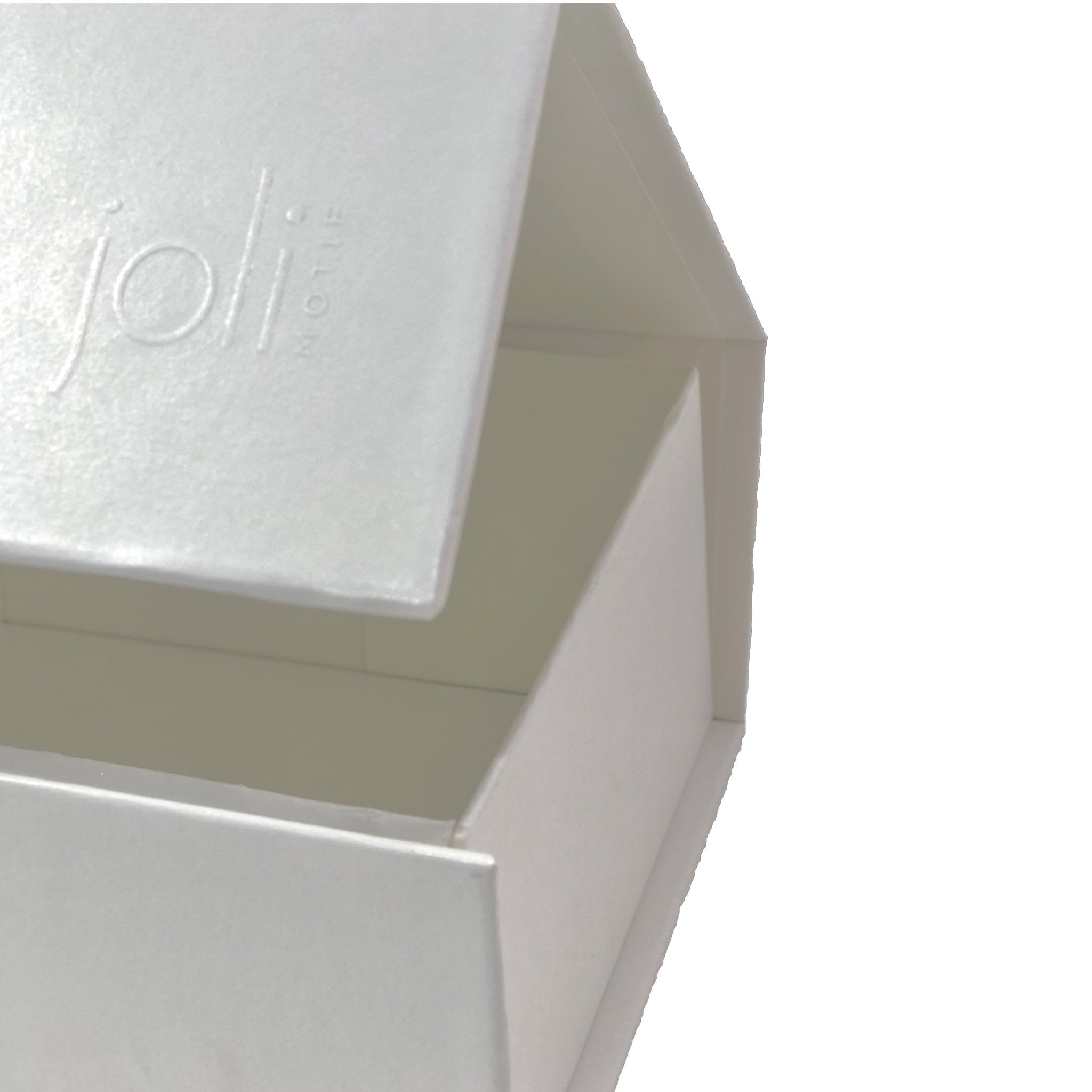 White Magnetic Gift Box Lid Close Up