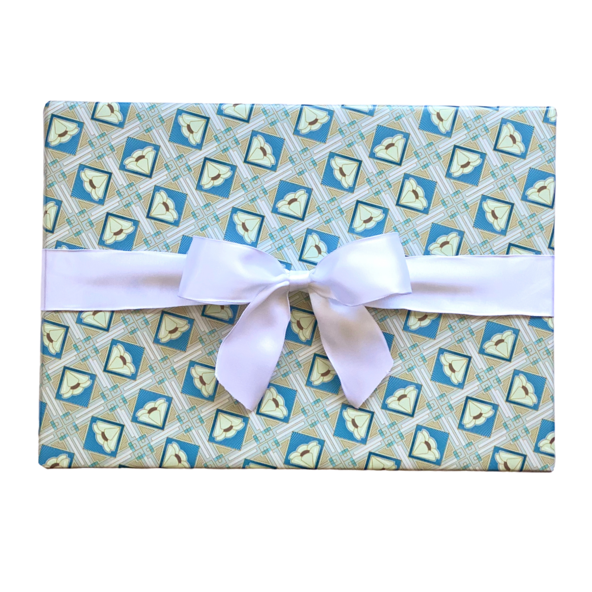 Luxury Gift Box Wrapped in Antique Poppy Blue Gift Wrap