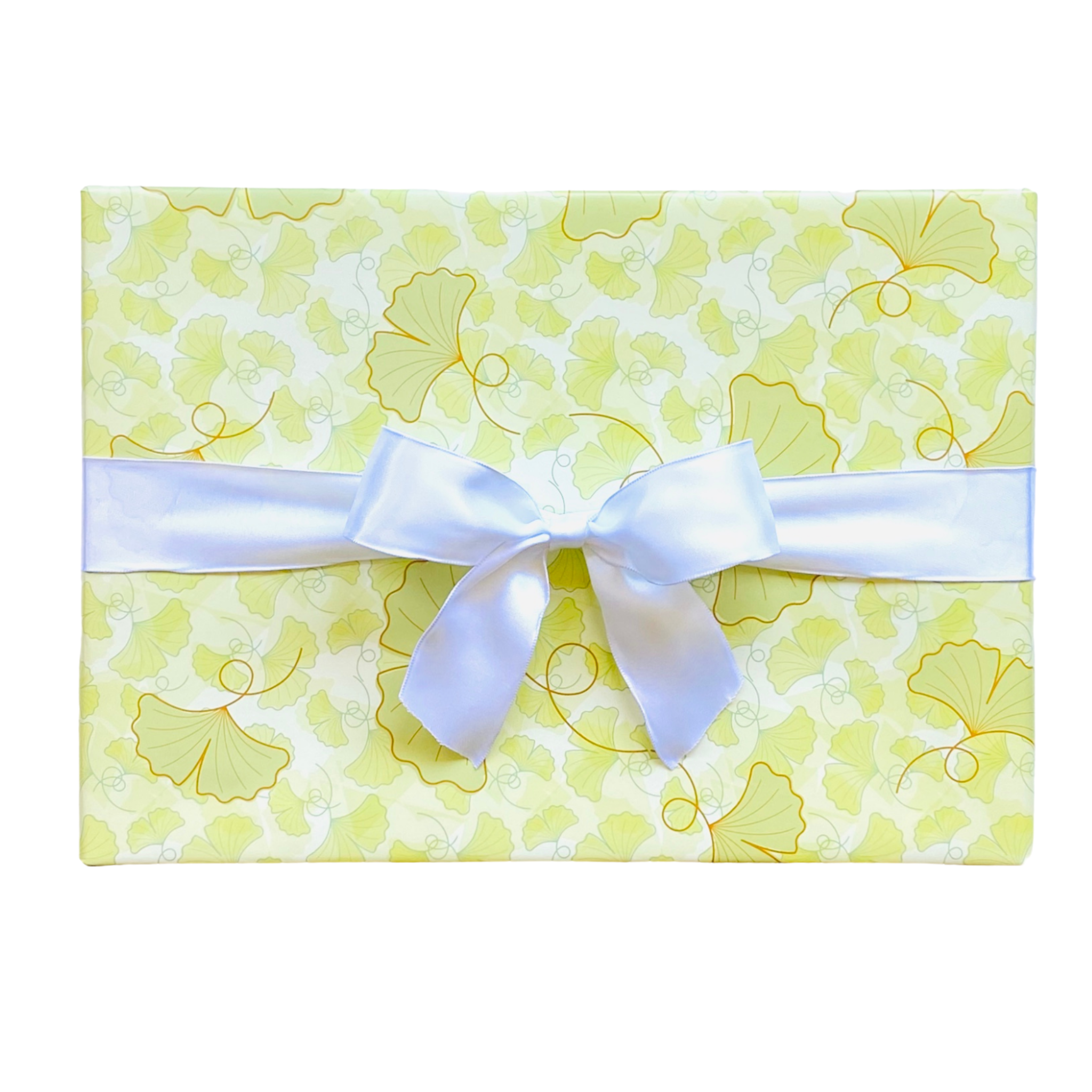 Luxury Gift Box Wrapped in Ginkgo Biloba Green Gift Wrap
