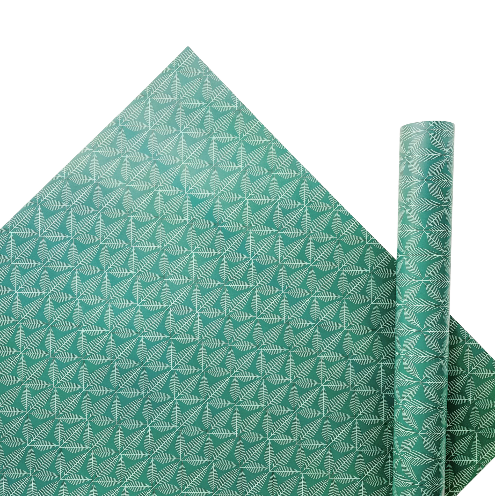 Pine Leaf Mint Holiday Christmas Gift Wrap Paper Full Sheet