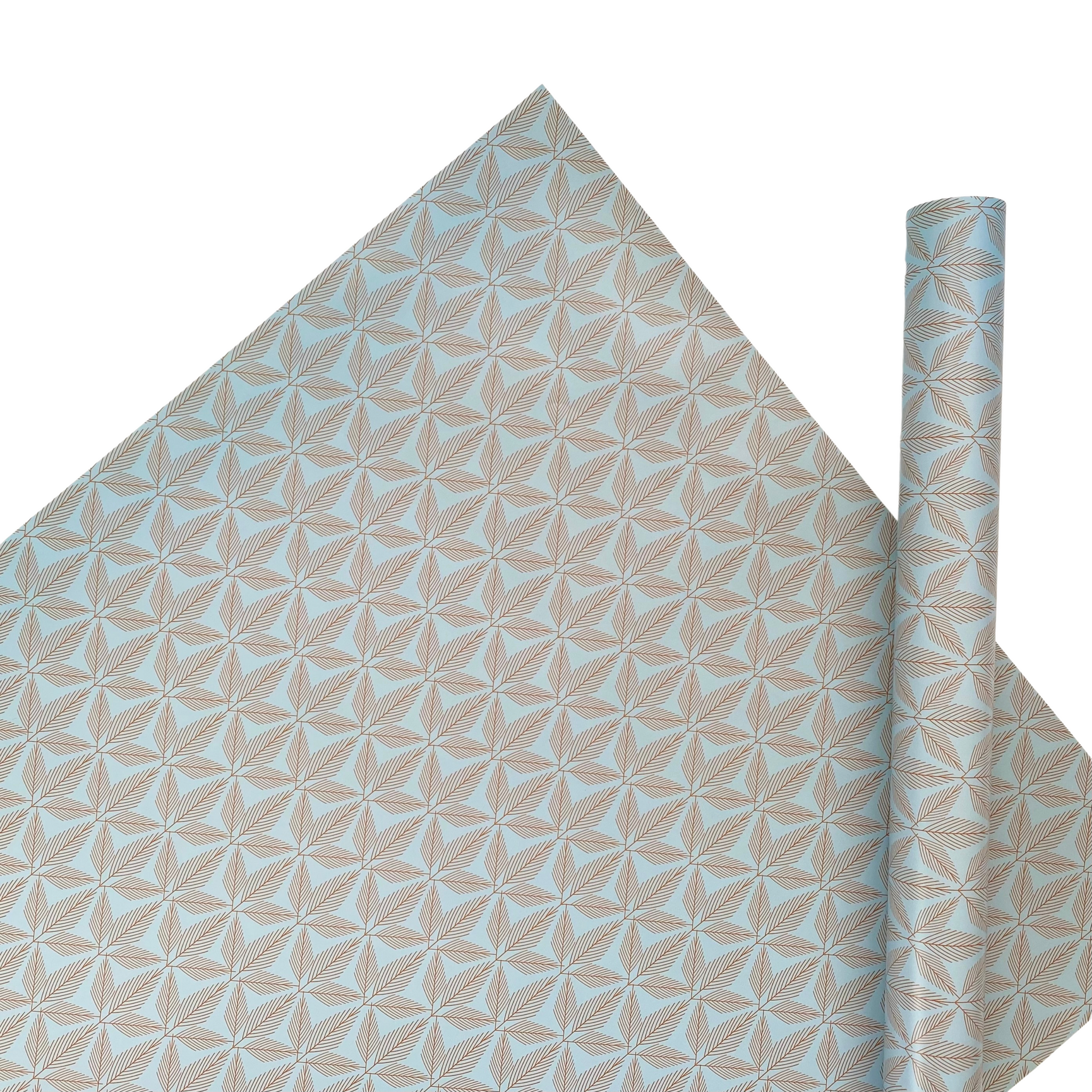Pine Leaf Blue Bronze Holiday Christmas Gift Wrap Paper Full Sheet