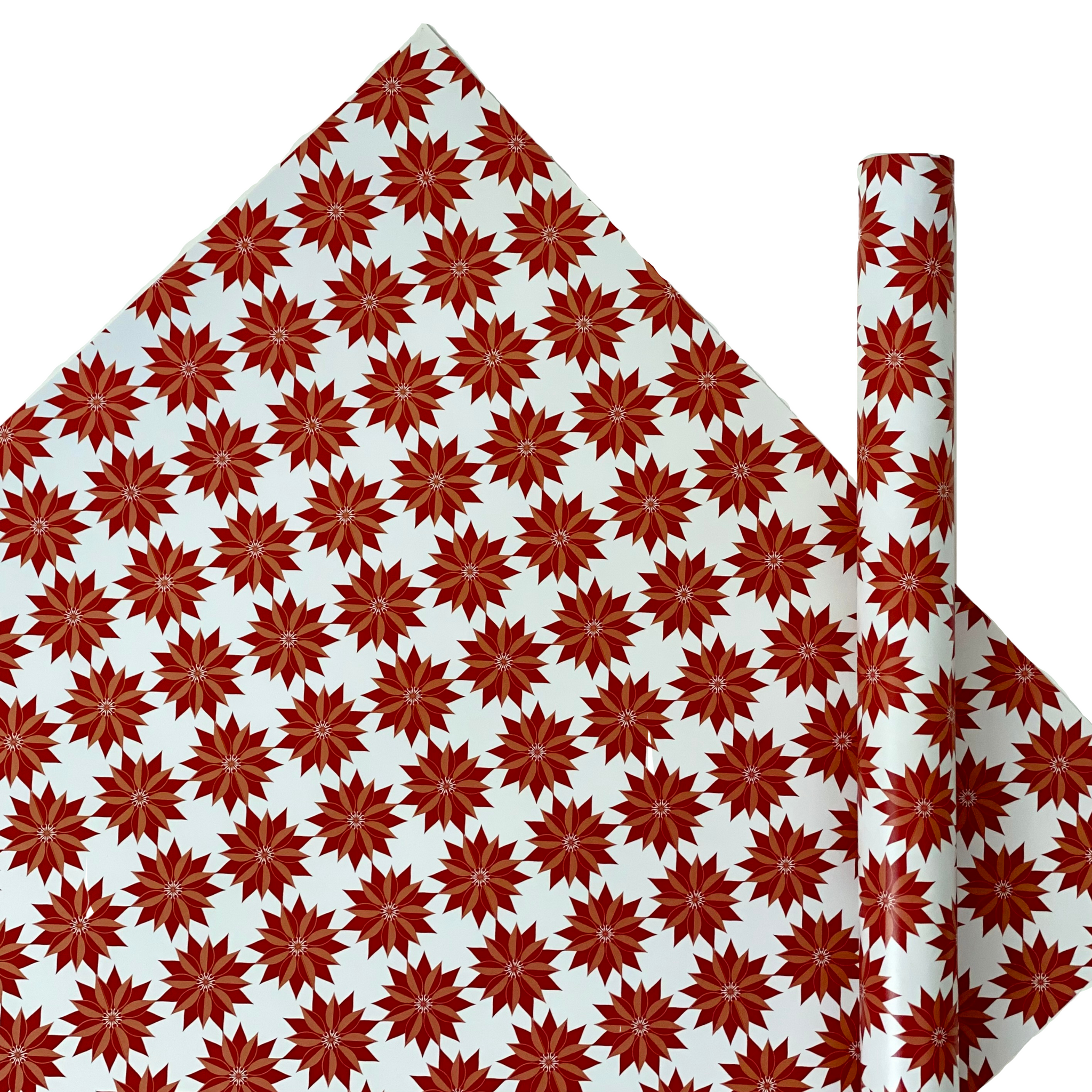 Poinsettia Red Holiday Christmas Gift Wrap Paper Full Sheet